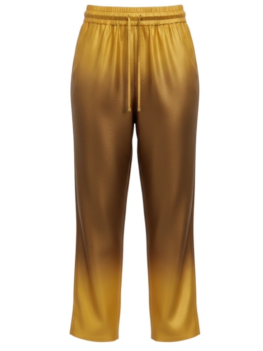 KITON GOLD / TAUPE OMBRE EFFECT DRAWSTRING SILK PANTS